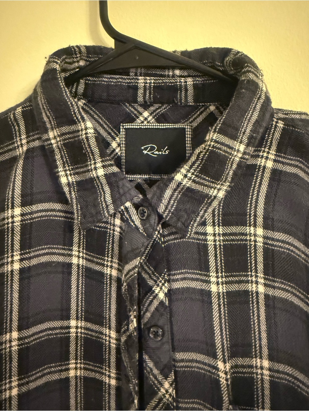 Rails Menโs Navy and White Plaid Button-Down Shirt